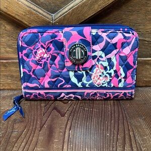 Vera Bradley Pink and Blue Geometric Wallet